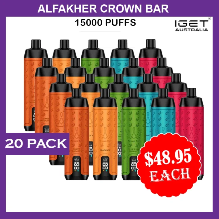 ALFAKHER CROWN BAR – 15000 PUFFS – 20 PACK