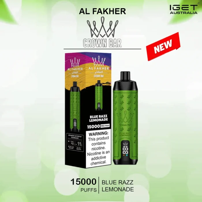 ALFAKHER CROWN BAR – BLUE RAZZ LEMONADE – 15000 PUFFS