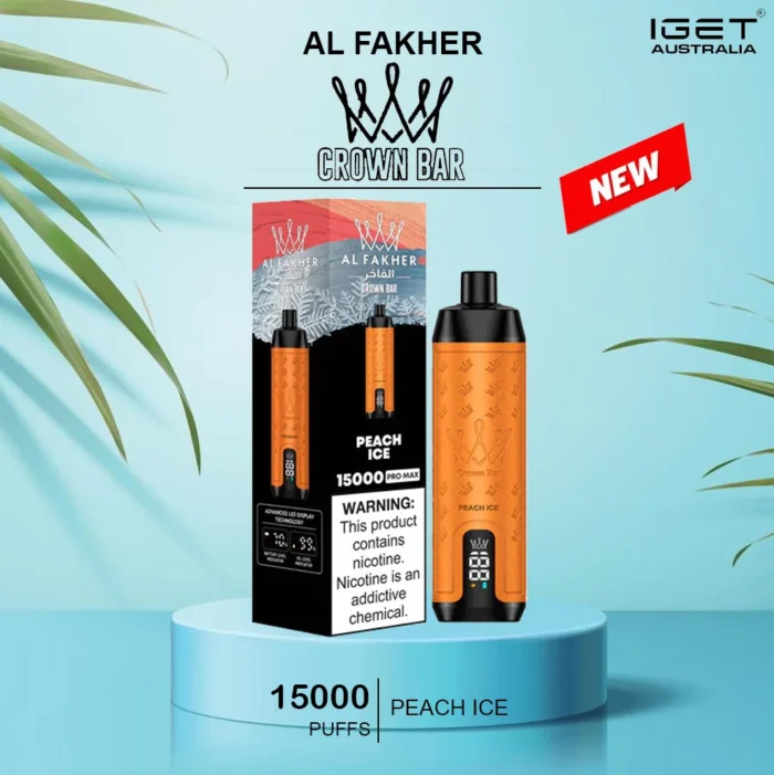 ALFAKHER CROWN BAR – PEACH ICE- 15000 PUFFS