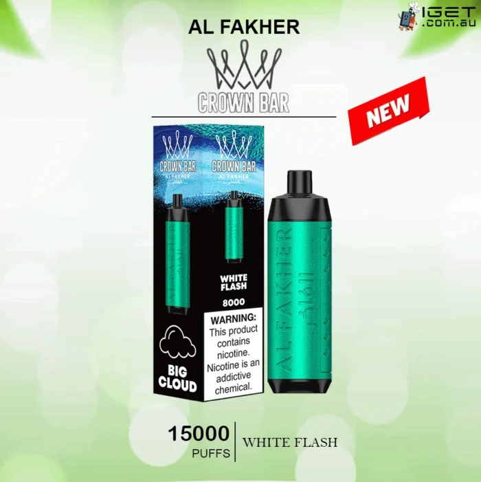 ALFAKHER CROWN BAR – WHITE FLASH – 15000 PUFFS