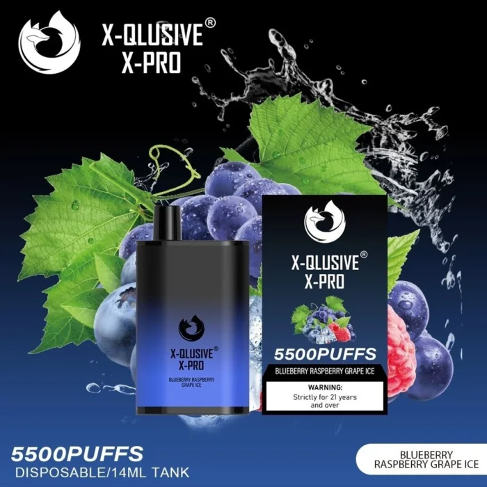 X-QLUSIVE X-PRO BLUEBERRY RASPBERRY GRAPE – 5500 PUFFS